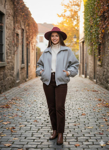 بامبر جکت برلی زنانه شیک مناسب استایل پاییزی خیابانی