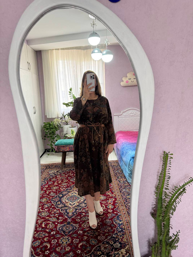 پیراهن ساحلی آستین بلند گلدار